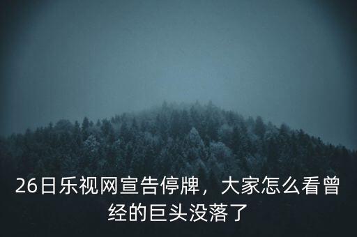 26日樂(lè)視網(wǎng)宣告停牌，大家怎么看曾經(jīng)的巨頭沒(méi)落了