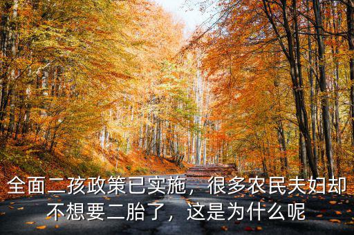 全面二孩政策已實(shí)施，很多農(nóng)民夫婦卻不想要二胎了，這是為什么呢