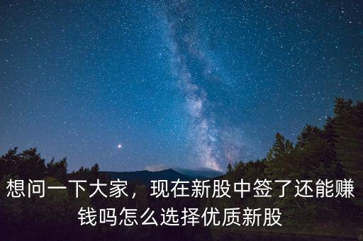 想問一下大家，現(xiàn)在新股中簽了還能賺錢嗎怎么選擇優(yōu)質(zhì)新股