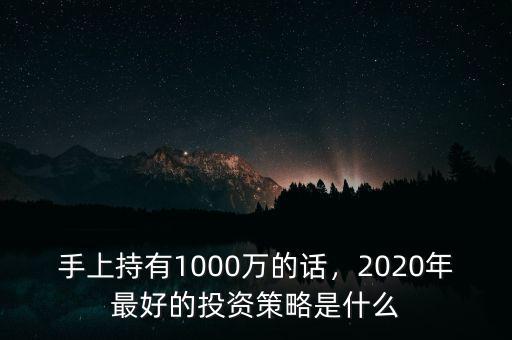 手上持有1000萬的話，2020年最好的投資策略是什么