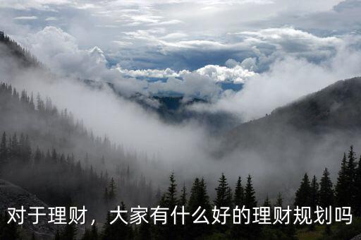 對于理財，大家有什么好的理財規(guī)劃嗎