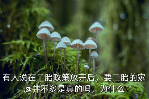 有人說在二胎政策放開后，要二胎的家庭并不多是真的嗎，為什么