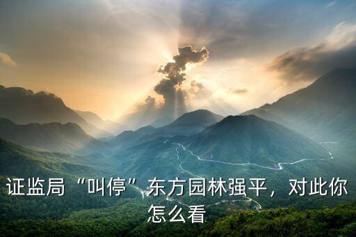 證監(jiān)局“叫?！睎|方園林強(qiáng)平，對(duì)此你怎么看