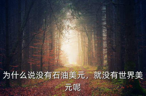為什么說沒有石油美元，就沒有世界美元呢