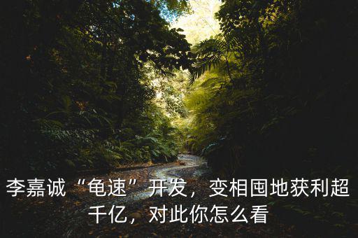 李嘉誠“龜速”開發(fā)，變相囤地獲利超千億，對此你怎么看