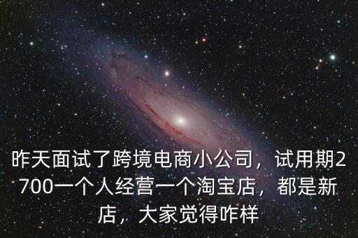 昨天面試了跨境電商小公司，試用期2700一個(gè)人經(jīng)營(yíng)一個(gè)淘寶店，都是新店，大家覺(jué)得咋樣