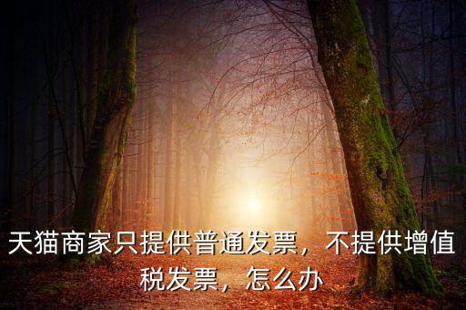天貓商家只提供普通發(fā)票，不提供增值稅發(fā)票，怎么辦
