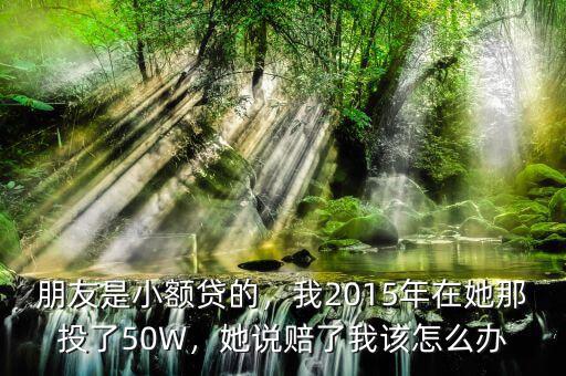 朋友是小額貸的，我2015年在她那投了50W，她說賠了我該怎么辦