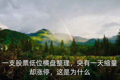 一支股票低位橫盤整理，突有一天縮量卻漲停，這是為什么