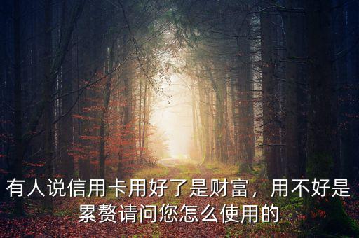 有人說(shuō)信用卡用好了是財(cái)富，用不好是累贅請(qǐng)問(wèn)您怎么使用的