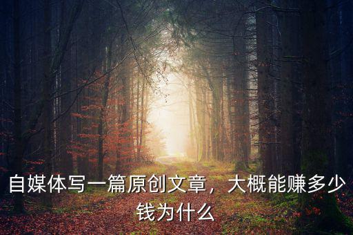 自媒體寫一篇原創(chuàng)文章，大概能賺多少錢為什么