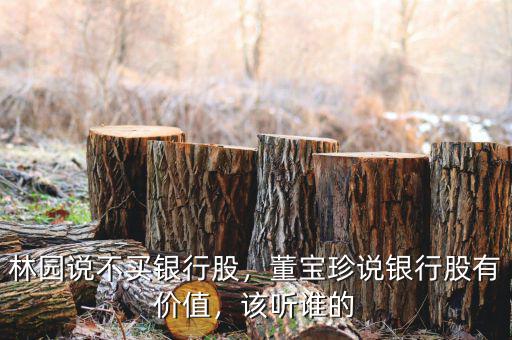 林園說不買銀行股，董寶珍說銀行股有價值，該聽誰的
