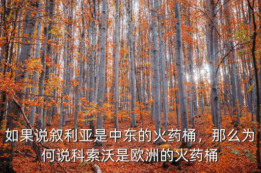 如果說(shuō)敘利亞是中東的火藥桶，那么為何說(shuō)科索沃是歐洲的火藥桶