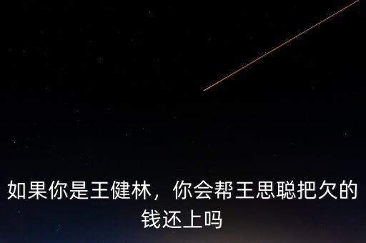 如果你是王健林，你會幫王思聰把欠的錢還上嗎
