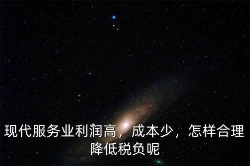 現(xiàn)代服務(wù)業(yè)利潤高，成本少，怎樣合理降低稅負(fù)呢