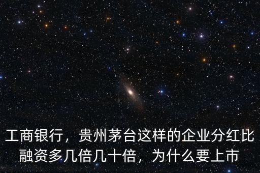 工商銀行，貴州茅臺(tái)這樣的企業(yè)分紅比融資多幾倍幾十倍，為什么要上市