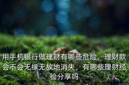 用手機(jī)銀行做理財(cái)有哪些危險(xiǎn)，理財(cái)款會(huì)不會(huì)無緣無故地消失，有哪些理財(cái)經(jīng)驗(yàn)分享嗎