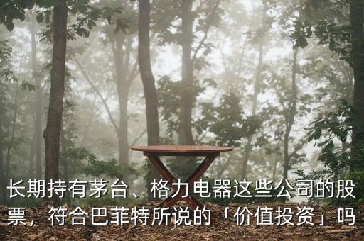 長期持有茅臺、格力電器這些公司的股票，符合巴菲特所說的「價值投資」嗎