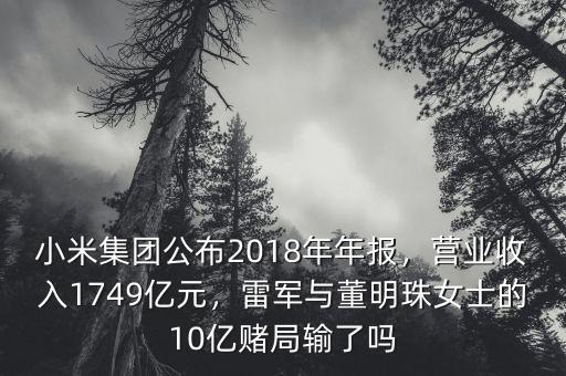 小米集團(tuán)公布2018年年報，營業(yè)收入1749億元，雷軍與董明珠女士的10億賭局輸了嗎