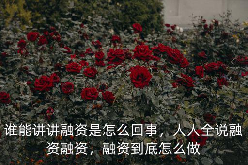 誰能講講融資是怎么回事，人人全說融資融資，融資到底怎么做