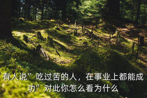 有人說”吃過苦的人，在事業(yè)上都能成功”對此你怎么看為什么