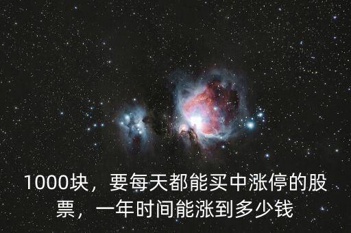 1000塊，要每天都能買中漲停的股票，一年時間能漲到多少錢