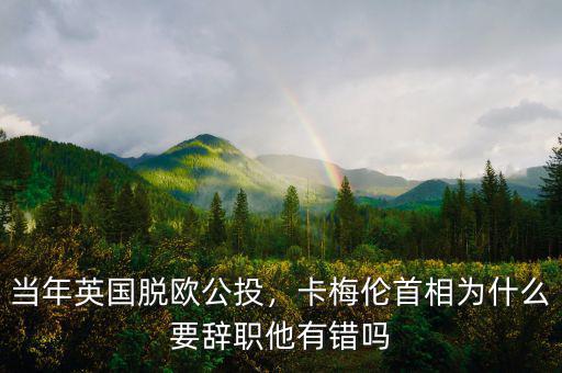 當年英國脫歐公投，卡梅倫首相為什么要辭職他有錯嗎