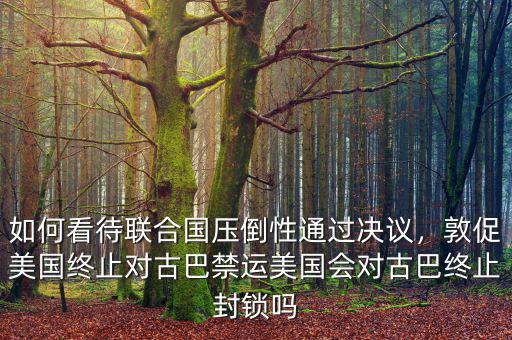 如何看待聯(lián)合國(guó)壓倒性通過(guò)決議，敦促美國(guó)終止對(duì)古巴禁運(yùn)美國(guó)會(huì)對(duì)古巴終止封鎖嗎