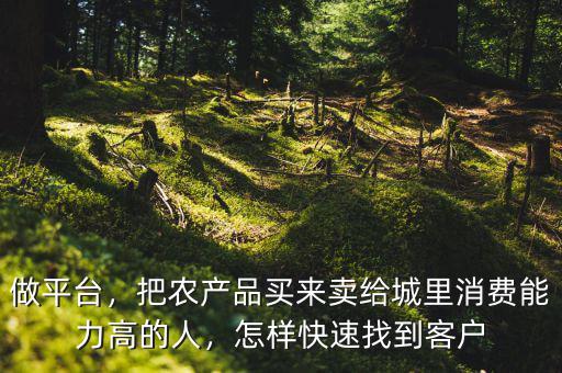 做平臺(tái)，把農(nóng)產(chǎn)品買來(lái)賣給城里消費(fèi)能力高的人，怎樣快速找到客戶