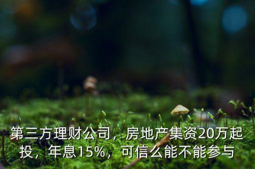 第三方理財(cái)公司，房地產(chǎn)集資20萬(wàn)起投，年息15%，可信么能不能參與
