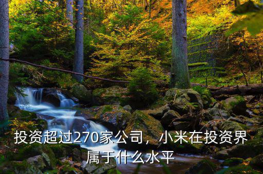 投資超過270家公司，小米在投資界屬于什么水平