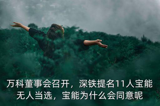 萬科董事會召開，深鐵提名11人寶能無人當選，寶能為什么會同意呢