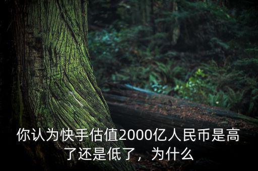 你認(rèn)為快手估值2000億人民幣是高了還是低了，為什么