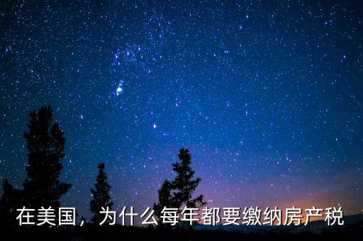 在美國，為什么每年都要繳納房產(chǎn)稅