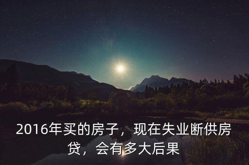 2016年買的房子，現(xiàn)在失業(yè)斷供房貸，會(huì)有多大后果
