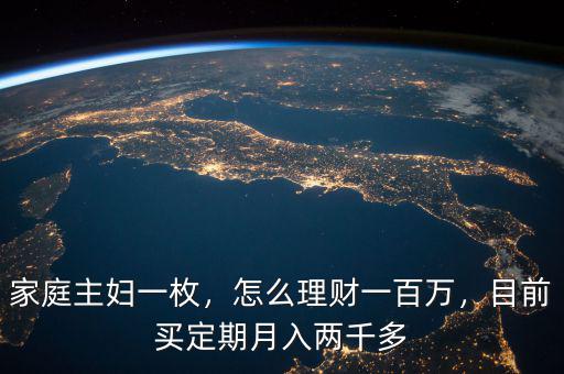 家庭主婦一枚，怎么理財一百萬，目前買定期月入兩千多