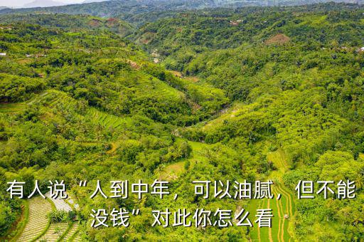 有人說“人到中年，可以油膩，但不能沒錢”對此你怎么看