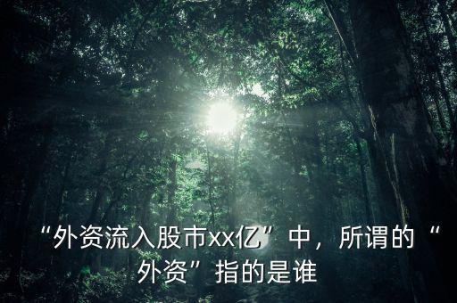 “外資流入股市xx億”中，所謂的“外資”指的是誰