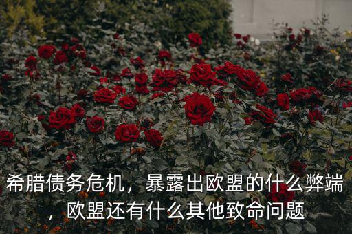 希臘債務危機，暴露出歐盟的什么弊端，歐盟還有什么其他致命問題