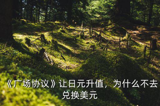 《廣場協(xié)議》讓日元升值，為什么不去兌換美元