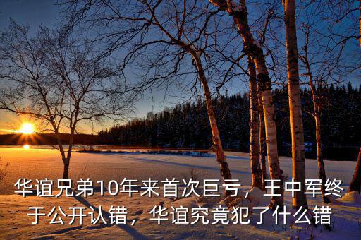 華誼兄弟10年來首次巨虧，王中軍終于公開認錯，華誼究竟犯了什么錯
