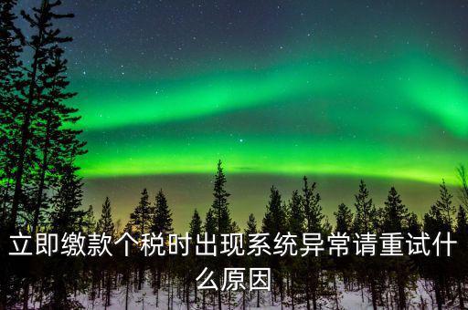 銀聯(lián)在線繳稅異常是什么原因，立即繳款個(gè)稅時(shí)出現(xiàn)系統(tǒng)異常請重試什么原因