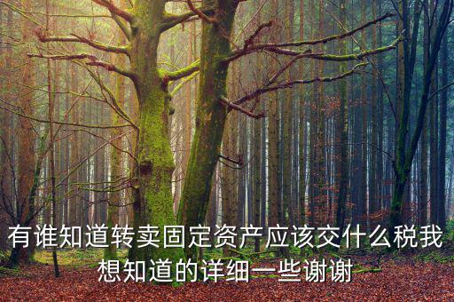 有誰知道轉(zhuǎn)賣固定資產(chǎn)應(yīng)該交什么稅我想知道的詳細一些謝謝