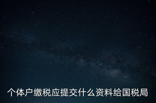 個(gè)體戶核稅什么材料，個(gè)體戶繳稅應(yīng)提交什么資料給國稅局