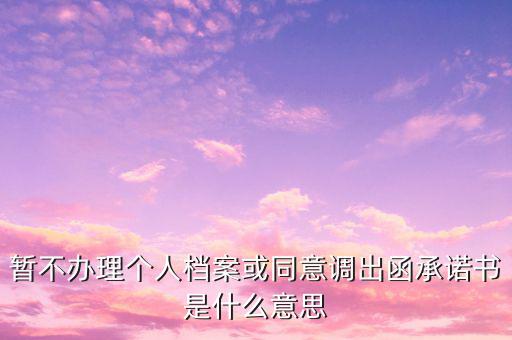 稅務(wù)調(diào)函是什么意思，暫不辦理個(gè)人檔案或同意調(diào)出函承諾書是什么意思