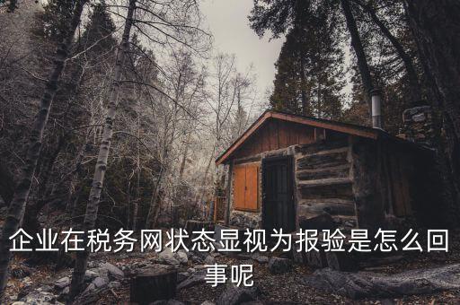 企業(yè)在稅務網狀態(tài)顯視為報驗是怎么回事呢