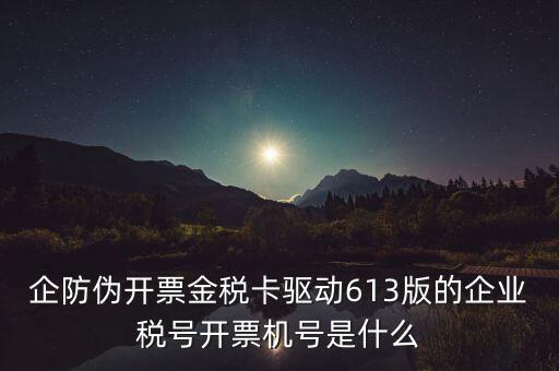 金稅盤企業(yè)稅號(hào)是什么，企防偽開(kāi)票金稅卡驅(qū)動(dòng)613版的企業(yè)稅號(hào)開(kāi)票機(jī)號(hào)是什么