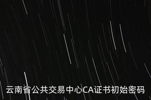 ca證書的原始密碼是什么意思，云南省公共交易中心CA證書初始密碼
