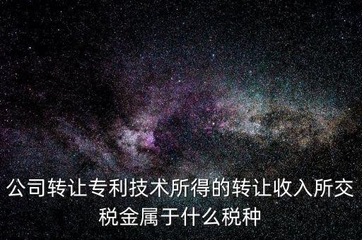 公司出售專利交什么稅，公司轉(zhuǎn)讓專利技術(shù)所得的轉(zhuǎn)讓收入所交稅金屬于什么稅種