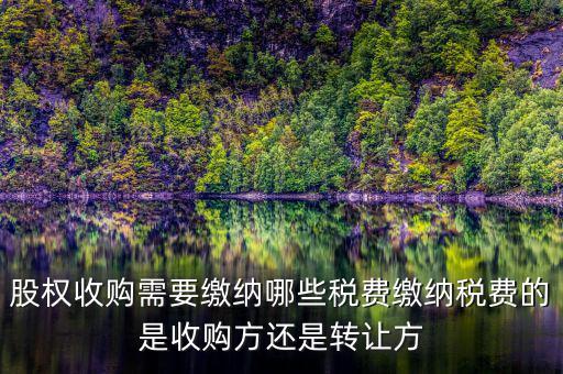 股權收購交什么稅收，股權收購需要繳納哪些稅費繳納稅費的是收購方還是轉讓方
